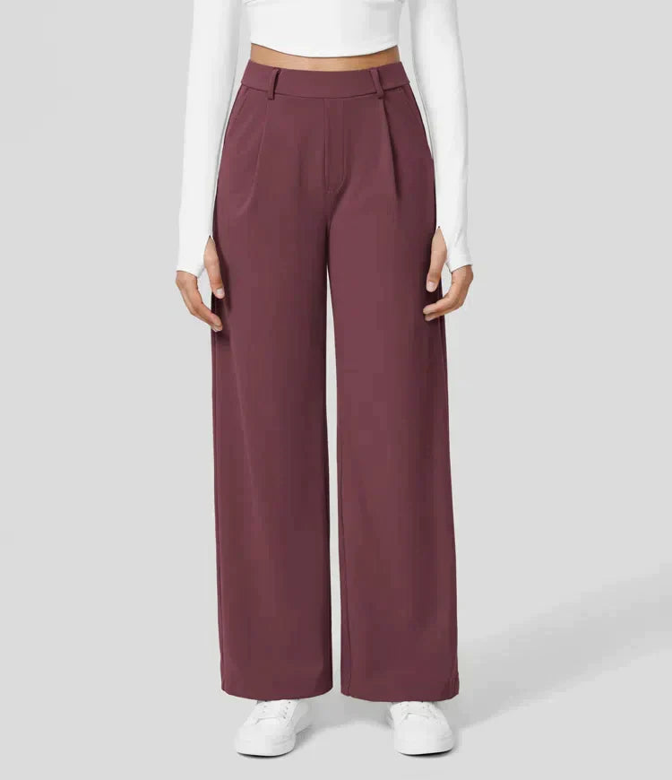 Elegante pantaloni da donna a gamba larga – vita alta, adatti per business e casual