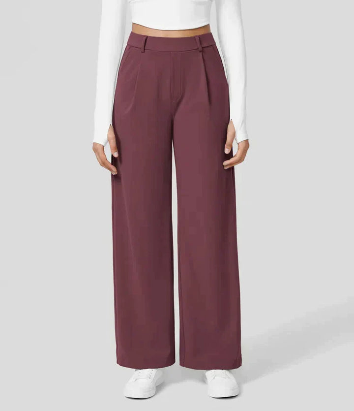 Elegante pantaloni da donna a gamba larga – vita alta, adatti per business e casual