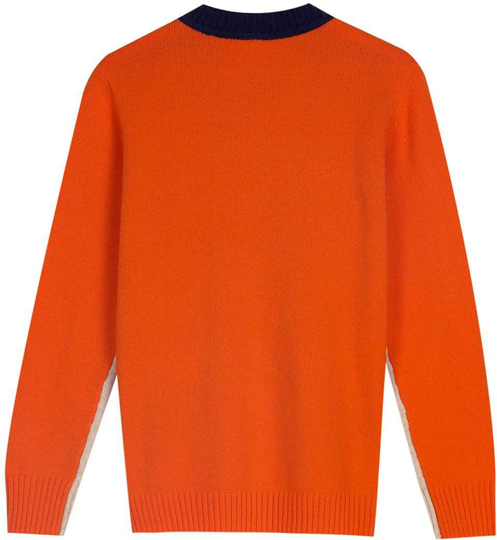 Aquisha | Pull pour femmes avec rayures rétro en marine et orange
