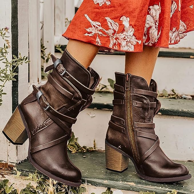 Eudex - Bottes en cuir stylées look rétro