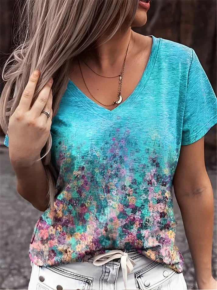 Zosia - T-shirt avec col en V et imprimé floral