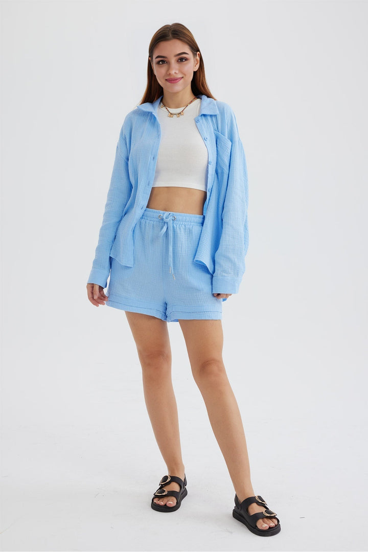 Eize - lässiges Sommer-Chic-Set [Bluse+Kurze Hosen]