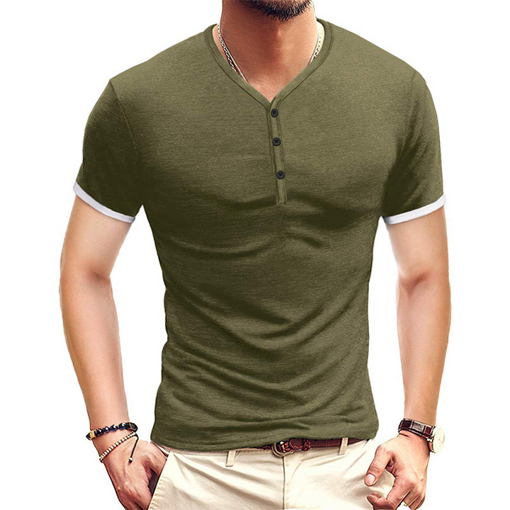 Herren T-Shirt mit V-Ausschnitt & Knopfleiste – Slim Fit Kurzarmshirt für Sommer, Freizeit & Streetstyle