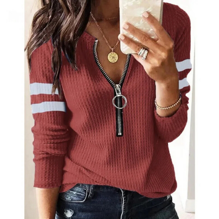 Nikki - pull en maille tendance avec demi-fermeture éclair