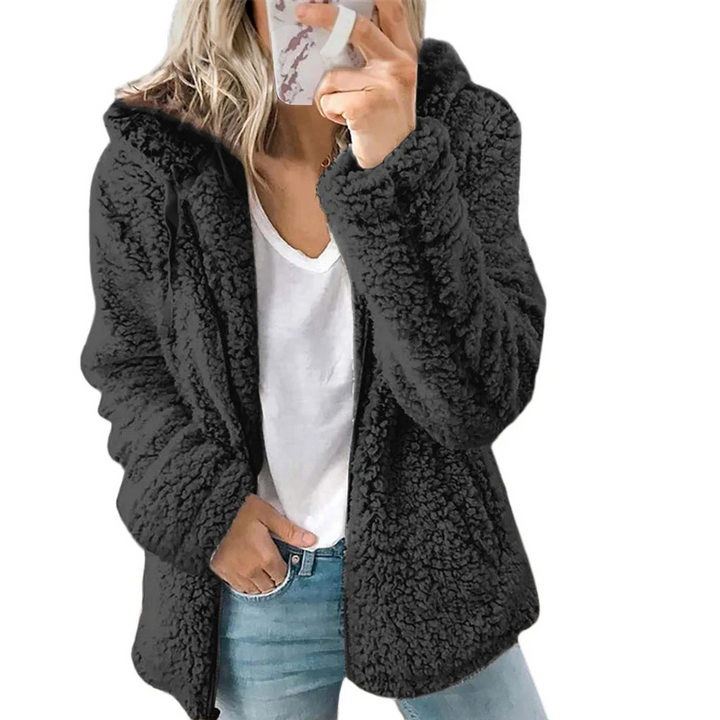 Veste en peluche avec capuche et fermeture éclair, gilet en polaire