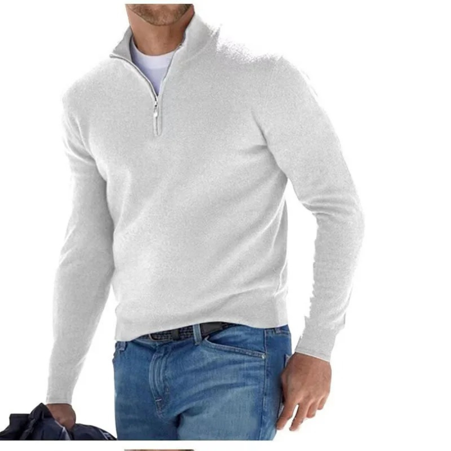 Maglione classico in maglia con cerniera e collo alto