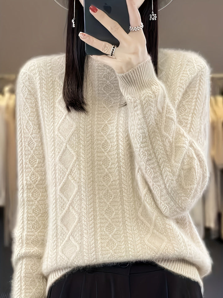 Pull-over en tricot de laine avec manches longues confortables Pull-over femme | Parfait pour les vêtements de loisirs