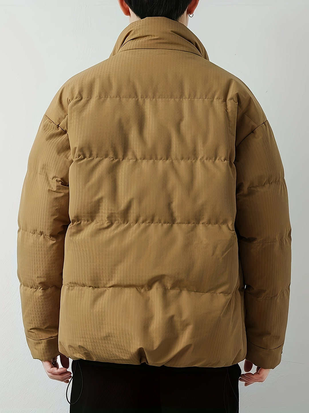 Veste d'hiver matelassée pour homme avec col montant – Veste de mi-saison chaude avec grandes poches et boutons-pression