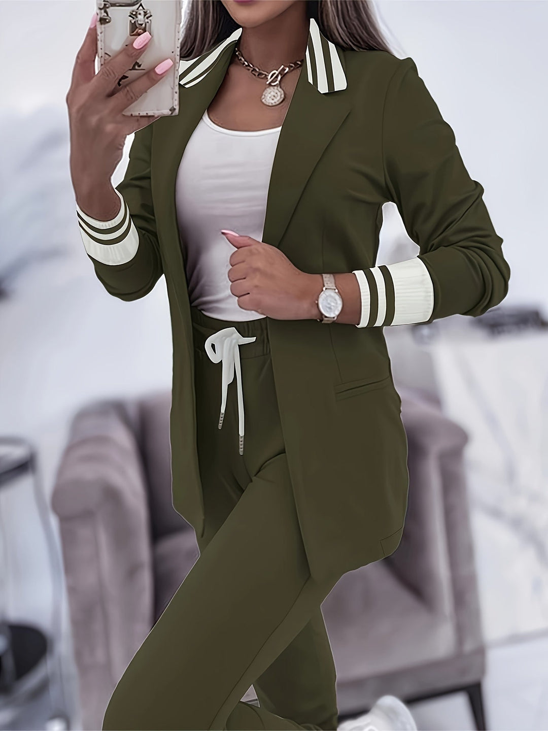 Casual Slim Hosen Und Blazer Outfit Set Für Damen | Perfekt Für Lässige Tage