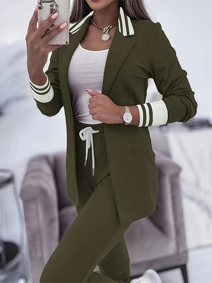 Casual Slim Hosen Und Blazer Outfit Set Für Damen | Perfekt Für Lässige Tage