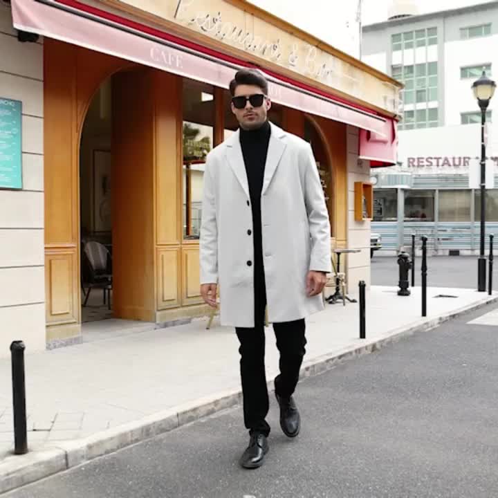 Trench-coat mi-long décontracté à boutons pour hommes | Parfait pour les jours décontractés