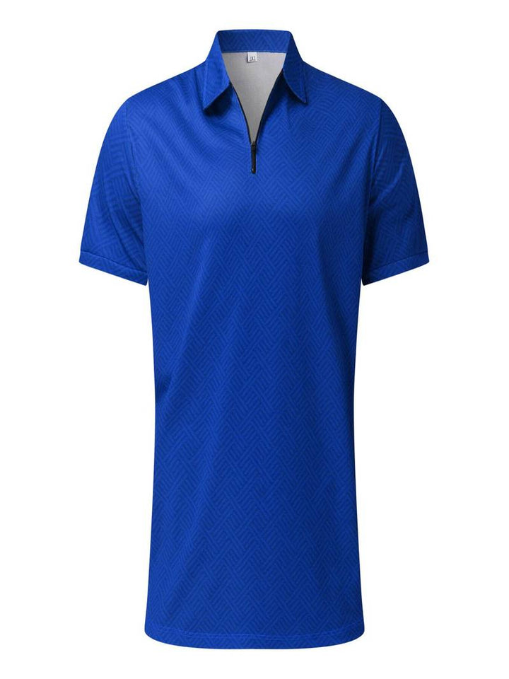 Herren Sommer Set mit Reißverschluss-Poloshirt & Shorts – Zweiteiliges Outfit mit Muster für Urlaub, Freizeit & Strand