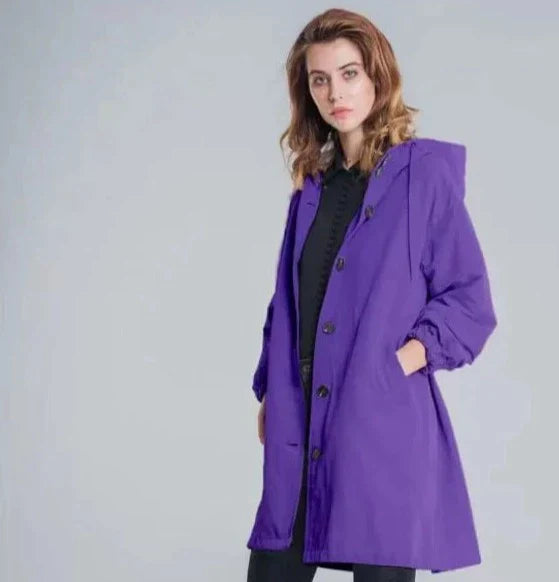 Veste coupe-vent imperméable à capuche surdimensionnée