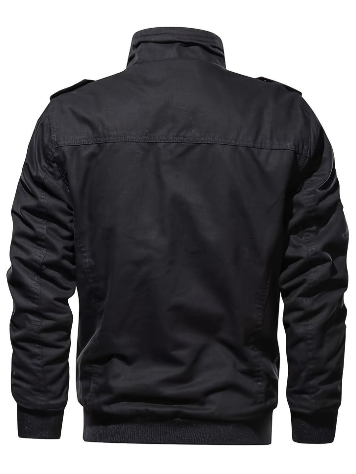 Veste d'hiver rétro à col montant avec fermeture éclair à manches longues décontractée pour hommes | Parfait pour les loisirs