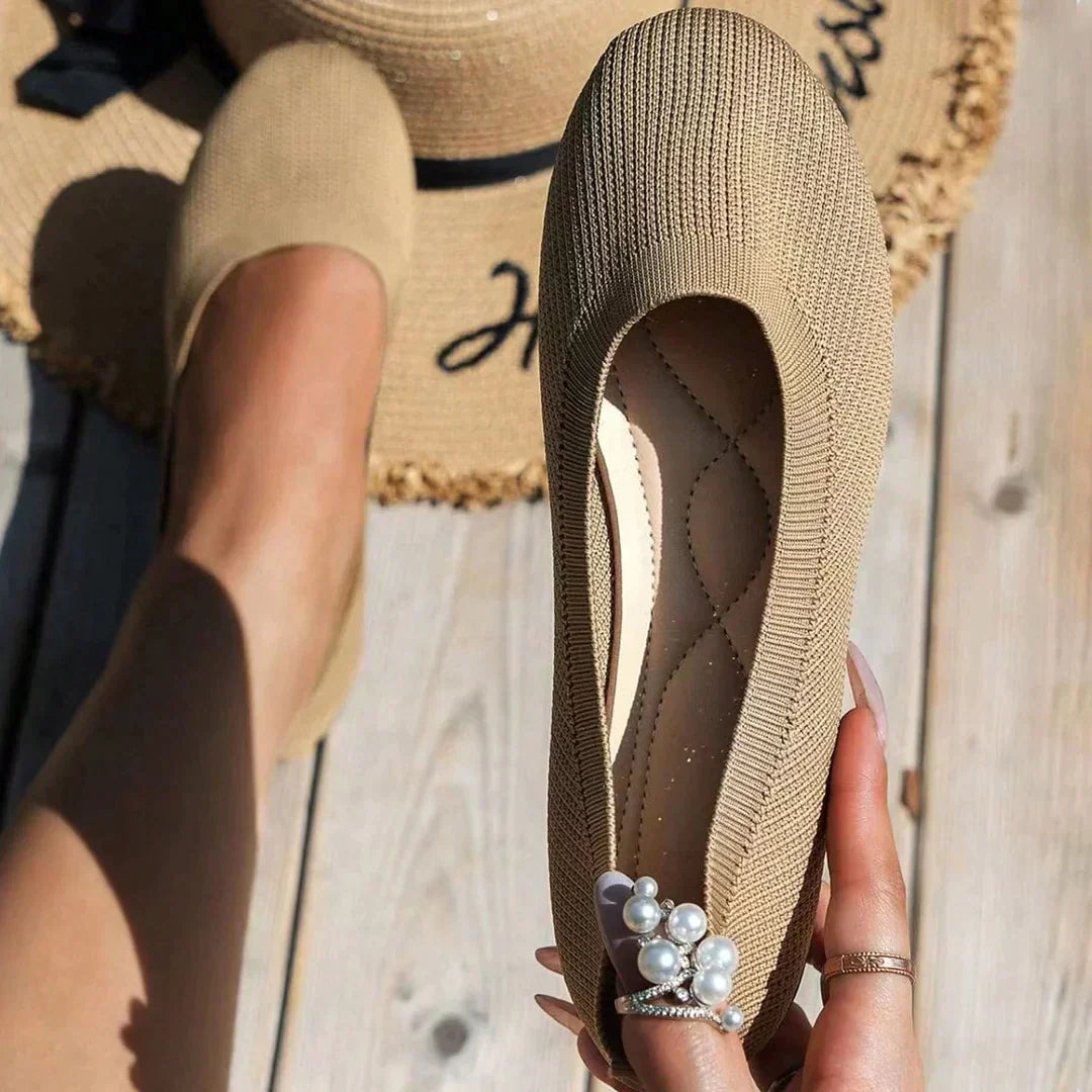 Damen Ballerinas aus Strick – Bequeme Slipper mit runder Spitze & flacher Sohle