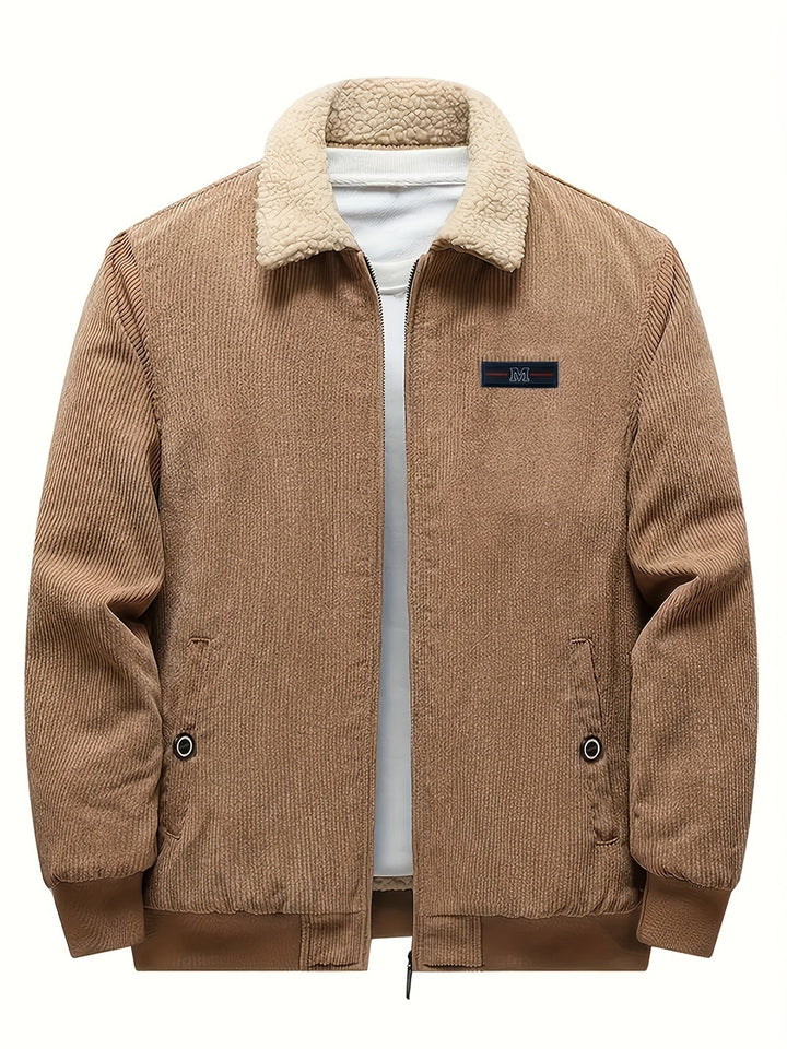 Casual with Label Patch Fleece Lined Winter Jacket for Men | Ideal for winter