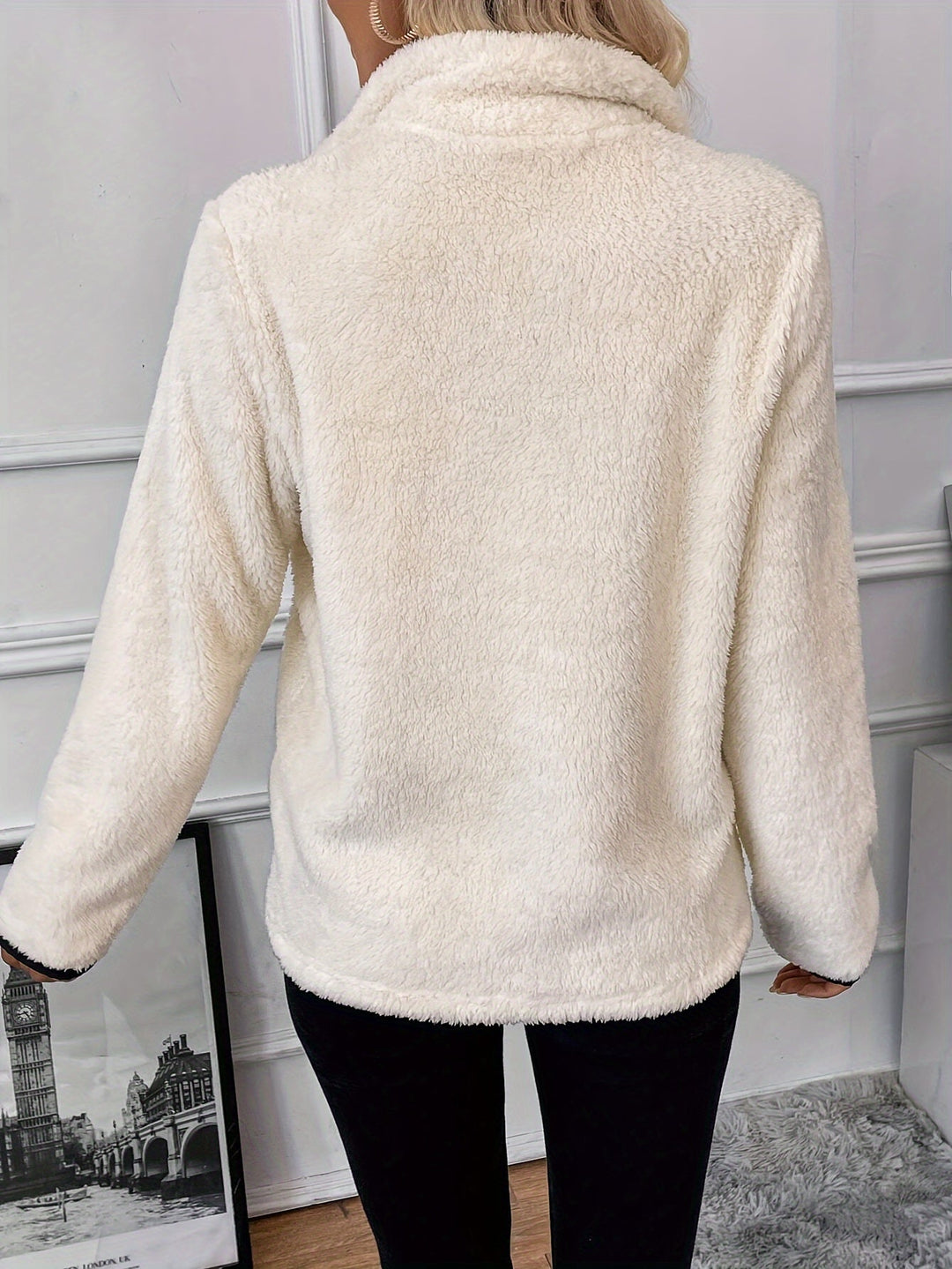 Katina - Pull Teddy douillet avec fermeture éclair pour femmes