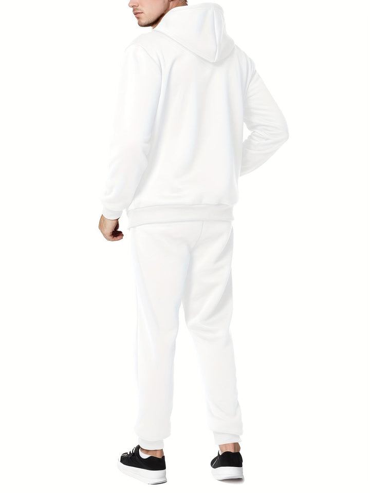Moderner Unifarbener Kapuzenpullover-Trainingsanzug mit Hose für Herren | Perfekt für Casual Days