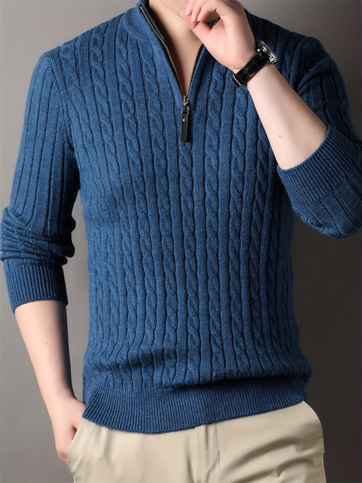 Donnell - Pull décontracté pour homme en tricot torsadé avec fermeture éclair