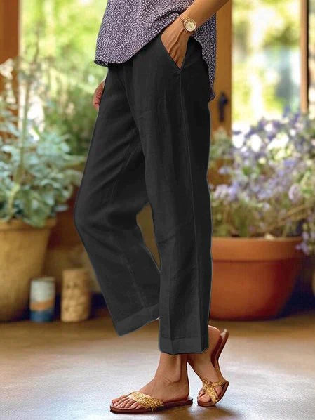 Taryn - Pantalon - Classique - Lin, Design Polyvalent - Adapté au Quotidien pour Femmes