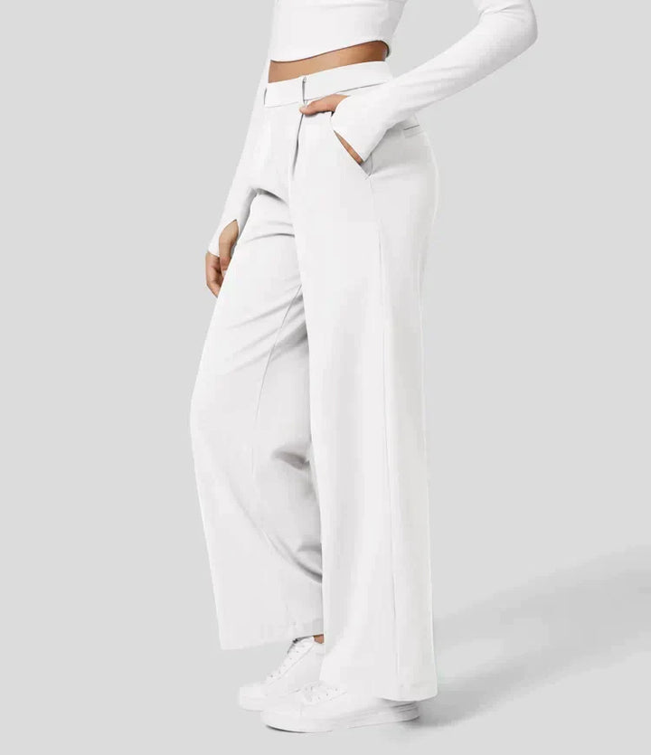 Elegante pantaloni da donna a gamba larga – vita alta, adatti per business e casual