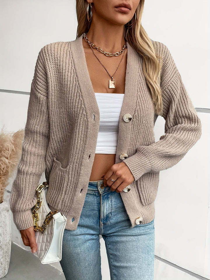 Elegant stylish warm drop-shoulder wool cardigan for women | Ideal for winter