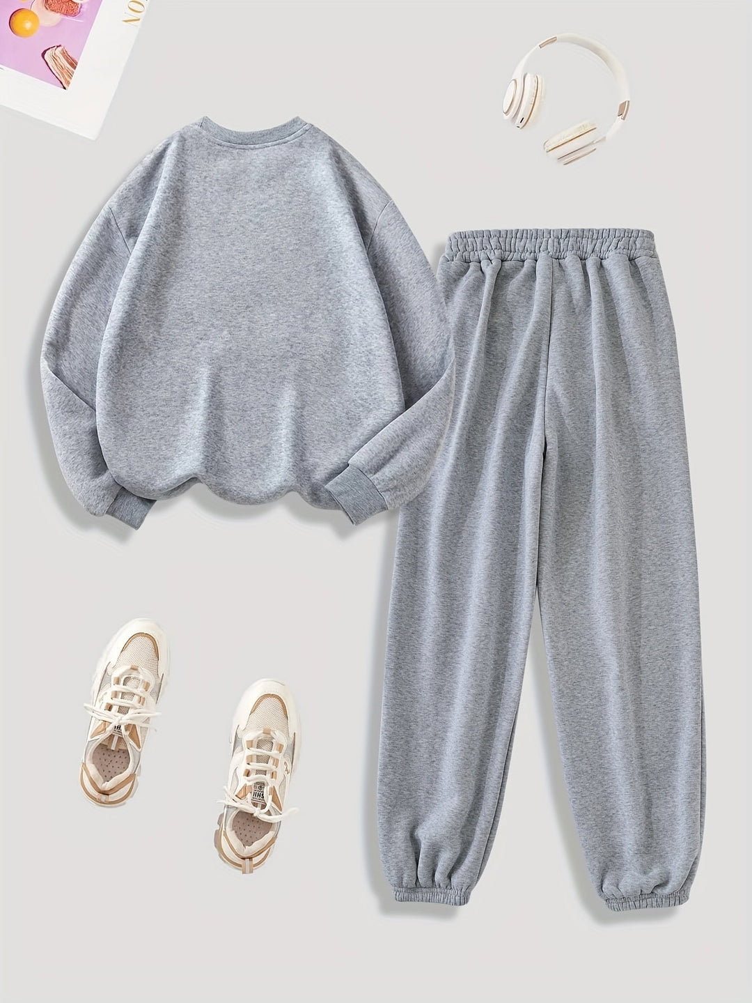 Sweat-shirt à manches longues confortable avec doublure en peluche & pantalon de jogging pour femmes | Idéal pour l'automne/hiver
