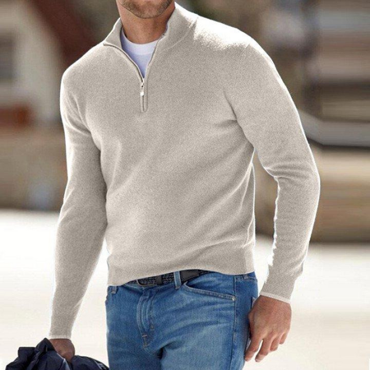 Bequemer Pullover mit halbem Reißverschluss