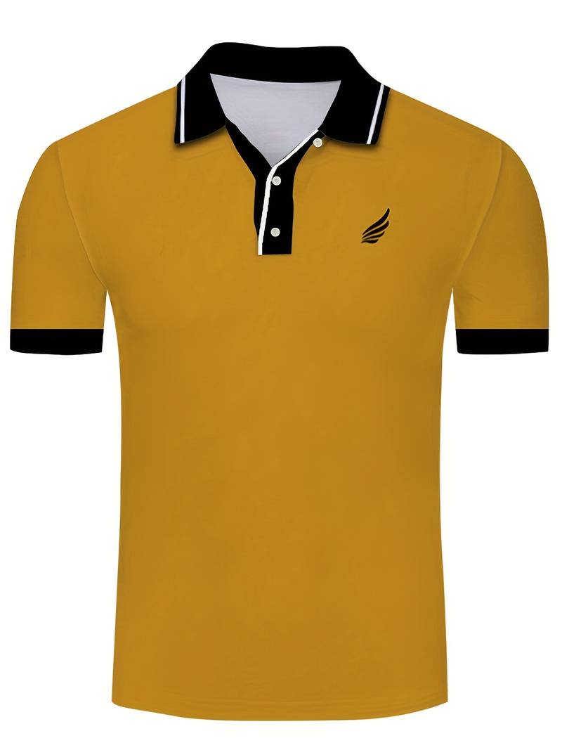 Polo homme avec col contrasté et broderie logo – Polo manches courtes pour loisirs, business casual et tenues d'été