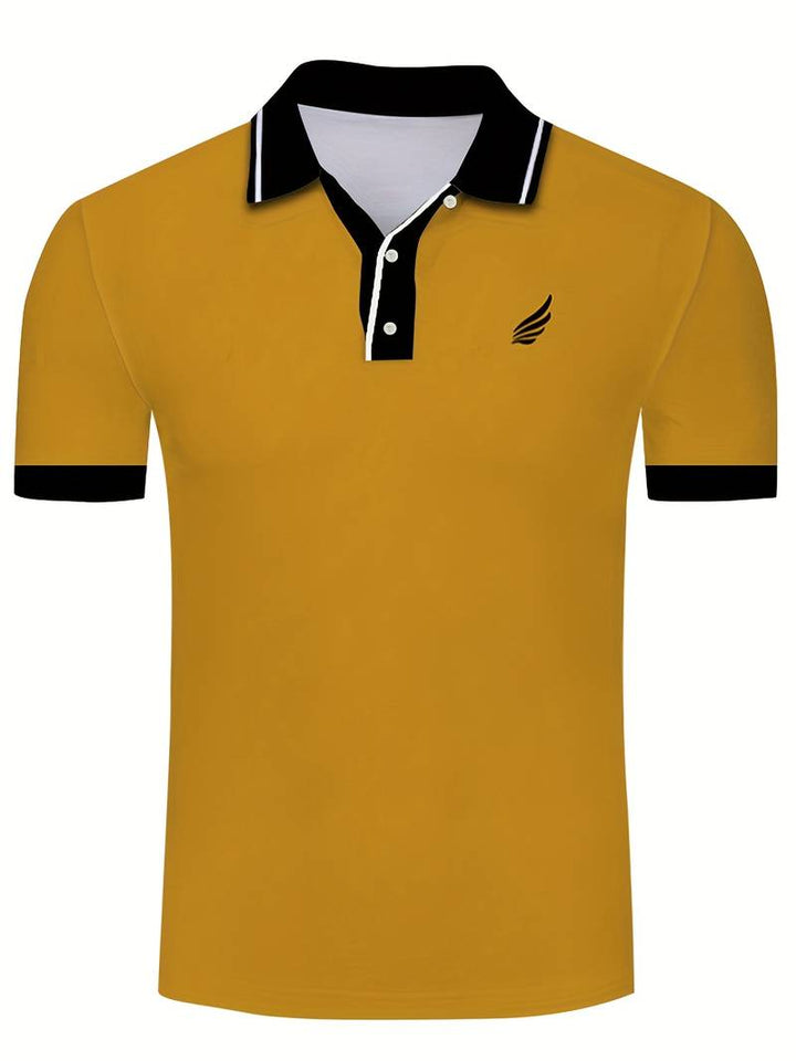 Polo homme avec col contrasté et broderie logo – Polo manches courtes pour loisirs, business casual et tenues d'été