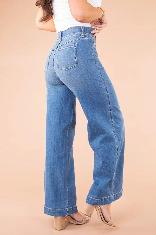 Delphine - Jeans - Classique - Denim Bleu, Design Polyvalent - Adapté au Quotidien pour Femmes