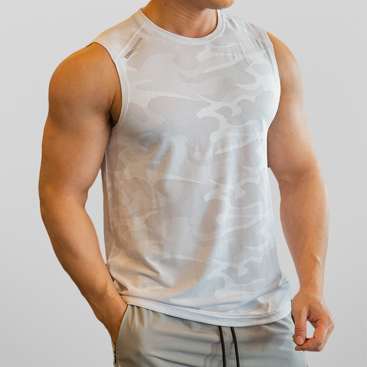 Herren Muskel-Tanktop mit Tarnmuster – Atmungsaktives Sportshirt für Gym, Training & Sommer