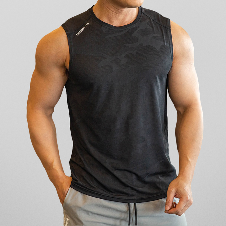 Herren Muskel-Tanktop mit Tarnmuster – Atmungsaktives Sportshirt für Gym, Training & Sommer