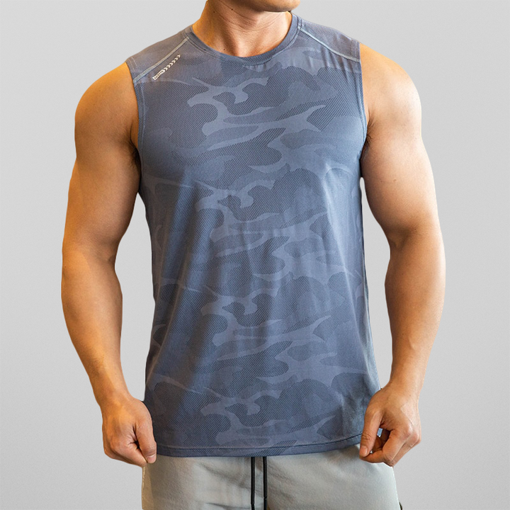 Herren Muskel-Tanktop mit Tarnmuster – Atmungsaktives Sportshirt für Gym, Training & Sommer