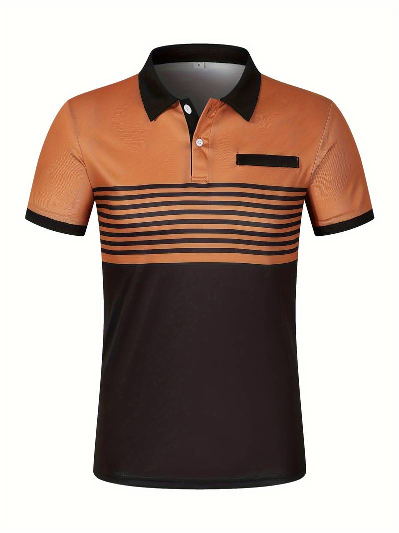 Polo homme à rayures – Chemise à manches courtes avec patte de boutonnage et col contrasté