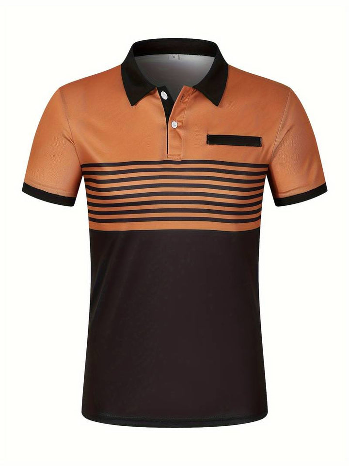 Polo homme à rayures – Chemise à manches courtes avec patte de boutonnage et col contrasté