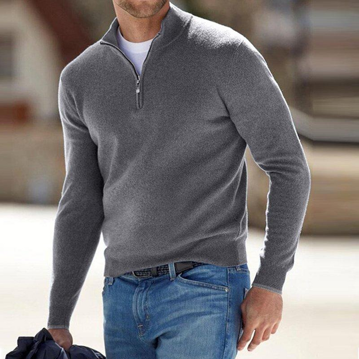 Bequemer Pullover mit halbem Reißverschluss