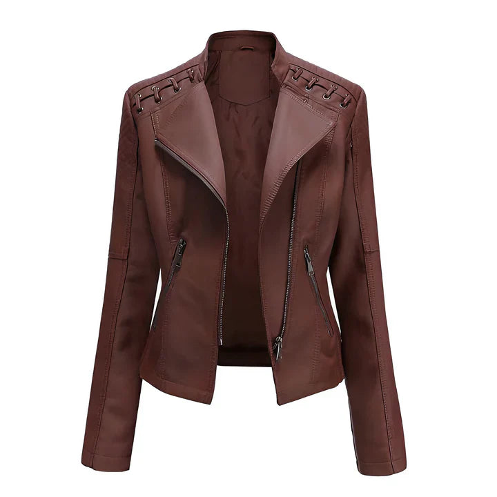Arline - veste en cuir PU avec fermeture à glissière