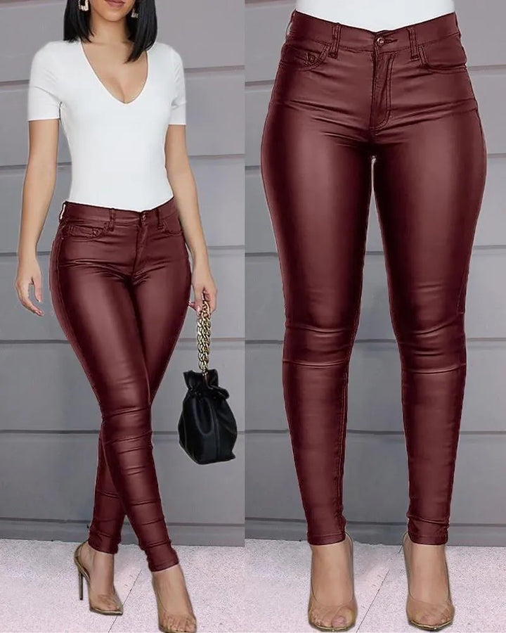 Valériane - Longues pantalons en cuir