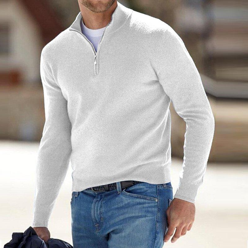 Bequemer Pullover mit halbem Reißverschluss