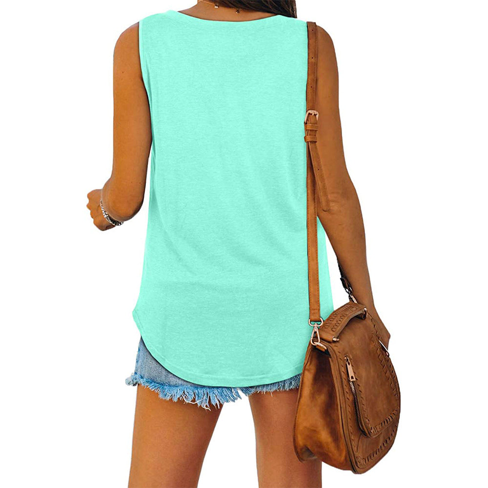 Damen Tanktop mit V-Ausschnitt – Lockeres ärmelloses Basic Shirt für Sommer & Freizeit