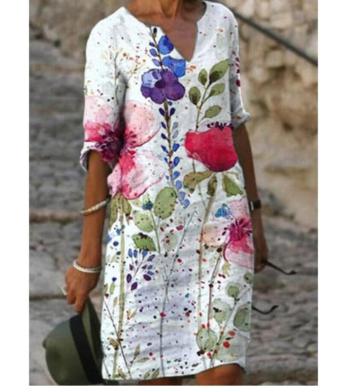 Robe Midi Élégance Florale – Raffinement Naturel et Sophistication