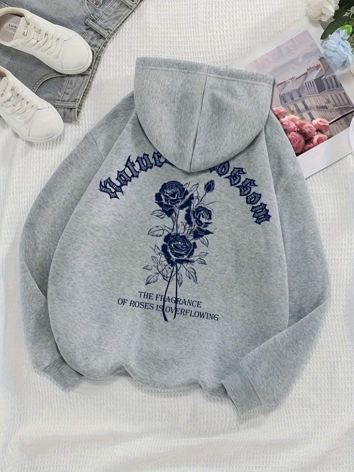 Lässiger Sweat-Pullover-Hoodie mit Kapuze und Backprint für Women | Perfekt für Alltag