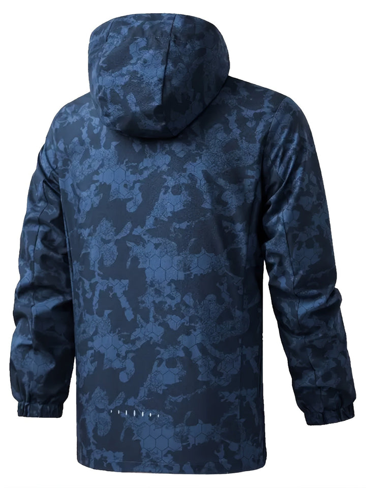 Coupe-vent à capuche motif camouflage chaud pour le printemps pour hommes | Parfait pour les activités de plein air au printemps