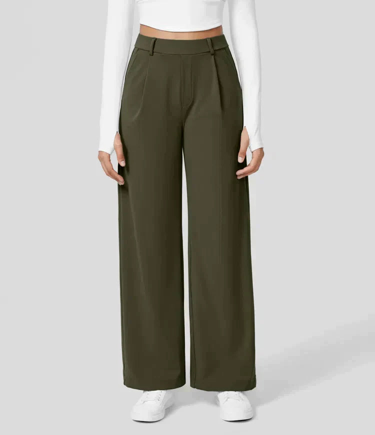 Elegante pantaloni da donna a gamba larga – vita alta, adatti per business e casual