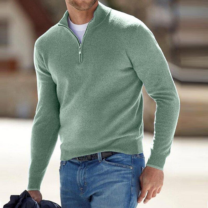 Bequemer Pullover mit halbem Reißverschluss