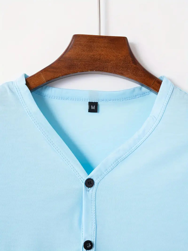 Herren T-Shirt mit V-Ausschnitt & Knopfleiste – Slim Fit Kurzarmshirt für Sommer, Freizeit & Streetstyle