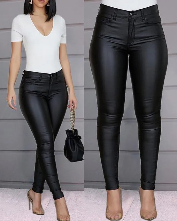 Valériane - Longues pantalons en cuir