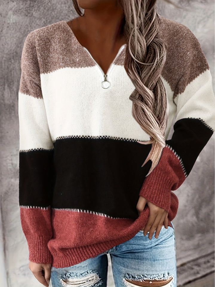 Cathryn - Pull décontracté à fermeture éclair pour femme