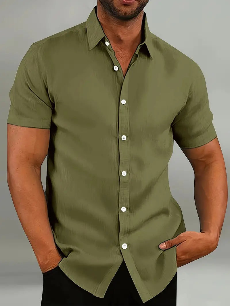 Kurzarm Herrenhemd mit Knopfleiste – Slim Fit Sommerhemd mit Kragen – Klassisches Freizeithemd für Alltag, Büro & Urlaub